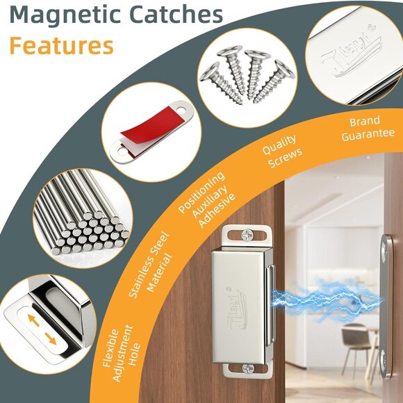 Cabinet Magnets 12 Pack Magnetic Door Catch Stainless Steel Kitchen Cabinet Magn - Picture 3 of 9